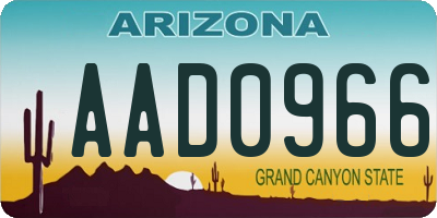 AZ license plate AAD0966