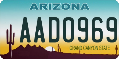 AZ license plate AAD0969