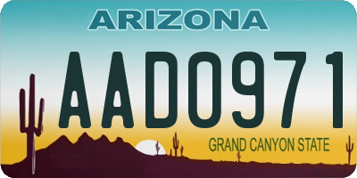 AZ license plate AAD0971