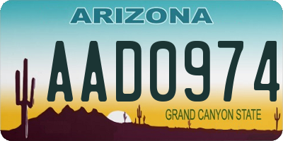 AZ license plate AAD0974