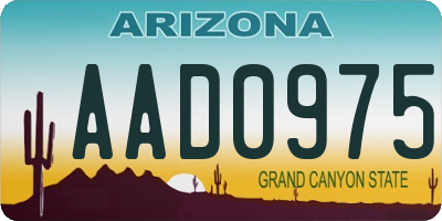 AZ license plate AAD0975