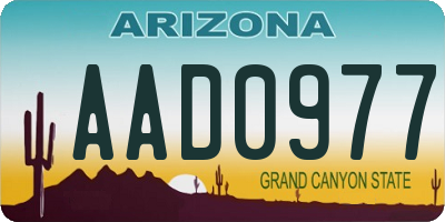 AZ license plate AAD0977