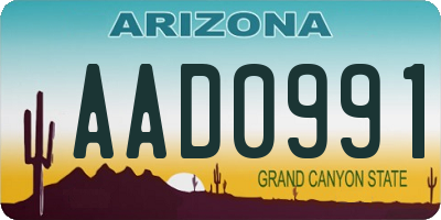 AZ license plate AAD0991