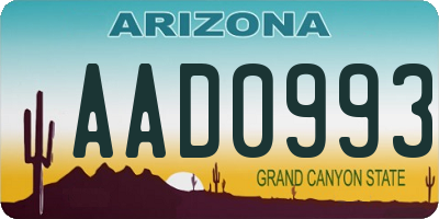 AZ license plate AAD0993
