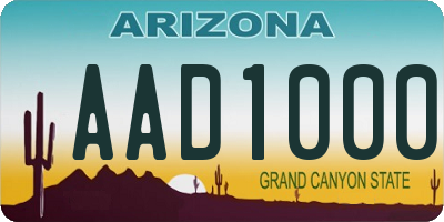 AZ license plate AAD1000