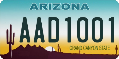 AZ license plate AAD1001