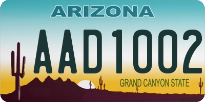 AZ license plate AAD1002