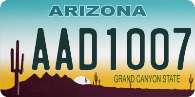 AZ license plate AAD1007