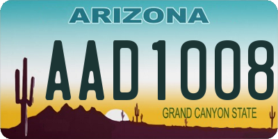 AZ license plate AAD1008