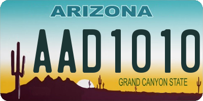 AZ license plate AAD1010