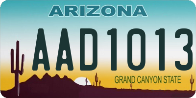 AZ license plate AAD1013