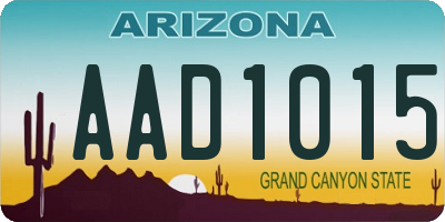 AZ license plate AAD1015