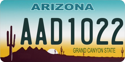 AZ license plate AAD1022