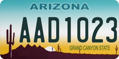 AZ license plate AAD1023