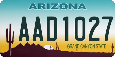 AZ license plate AAD1027