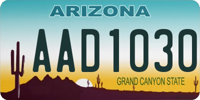 AZ license plate AAD1030