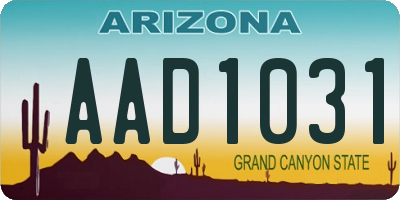 AZ license plate AAD1031