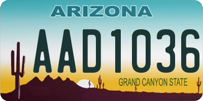 AZ license plate AAD1036