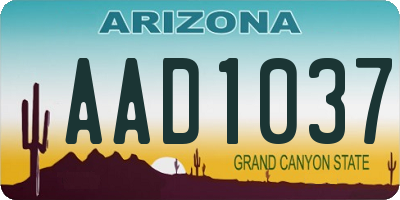 AZ license plate AAD1037