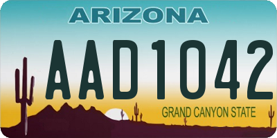 AZ license plate AAD1042