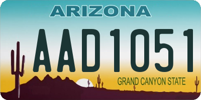 AZ license plate AAD1051