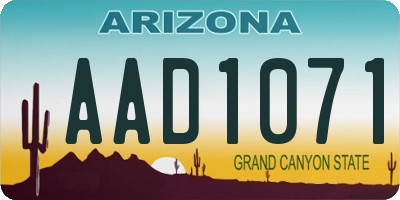 AZ license plate AAD1071