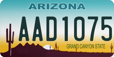 AZ license plate AAD1075