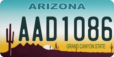 AZ license plate AAD1086