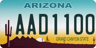 AZ license plate AAD1100