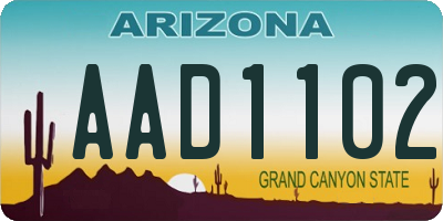 AZ license plate AAD1102