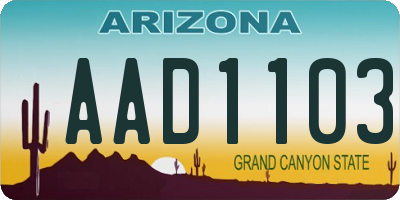 AZ license plate AAD1103