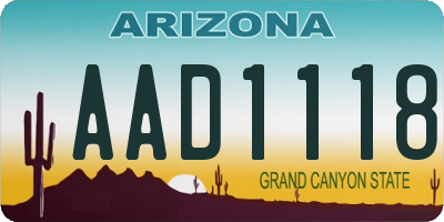 AZ license plate AAD1118