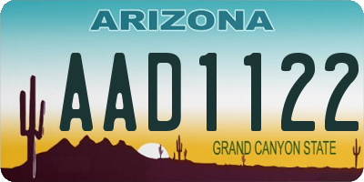 AZ license plate AAD1122
