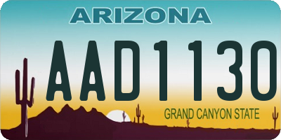 AZ license plate AAD1130