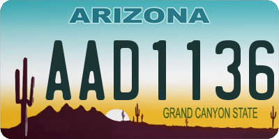 AZ license plate AAD1136
