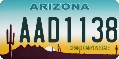 AZ license plate AAD1138