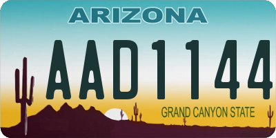 AZ license plate AAD1144