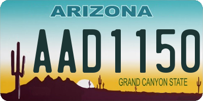 AZ license plate AAD1150