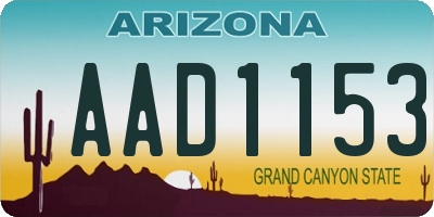 AZ license plate AAD1153