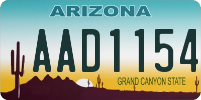 AZ license plate AAD1154