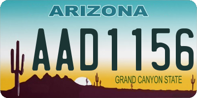 AZ license plate AAD1156