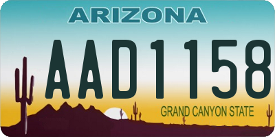 AZ license plate AAD1158