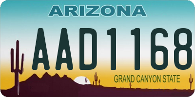 AZ license plate AAD1168