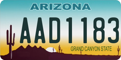 AZ license plate AAD1183