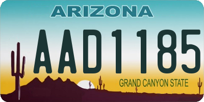 AZ license plate AAD1185