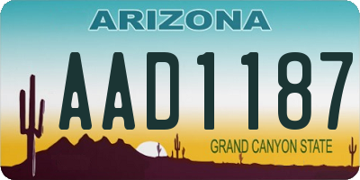 AZ license plate AAD1187