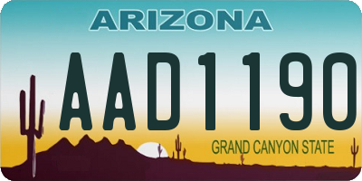 AZ license plate AAD1190