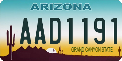 AZ license plate AAD1191