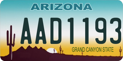 AZ license plate AAD1193