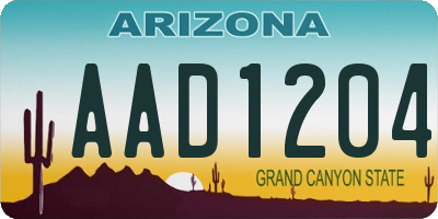 AZ license plate AAD1204